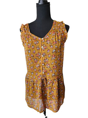Mossimo Supply Co. Mustard Floral Blouse M